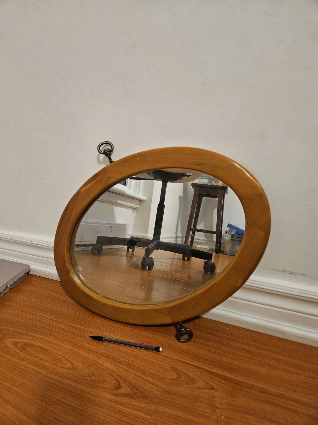 Oval Wooden Framed Mirror