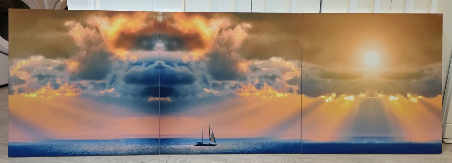 Triptych Sailboat Sunset Canvas Wall Art