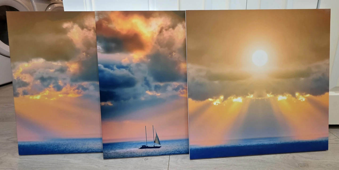 Triptych Sailboat Sunset Canvas Wall Art - photo 2