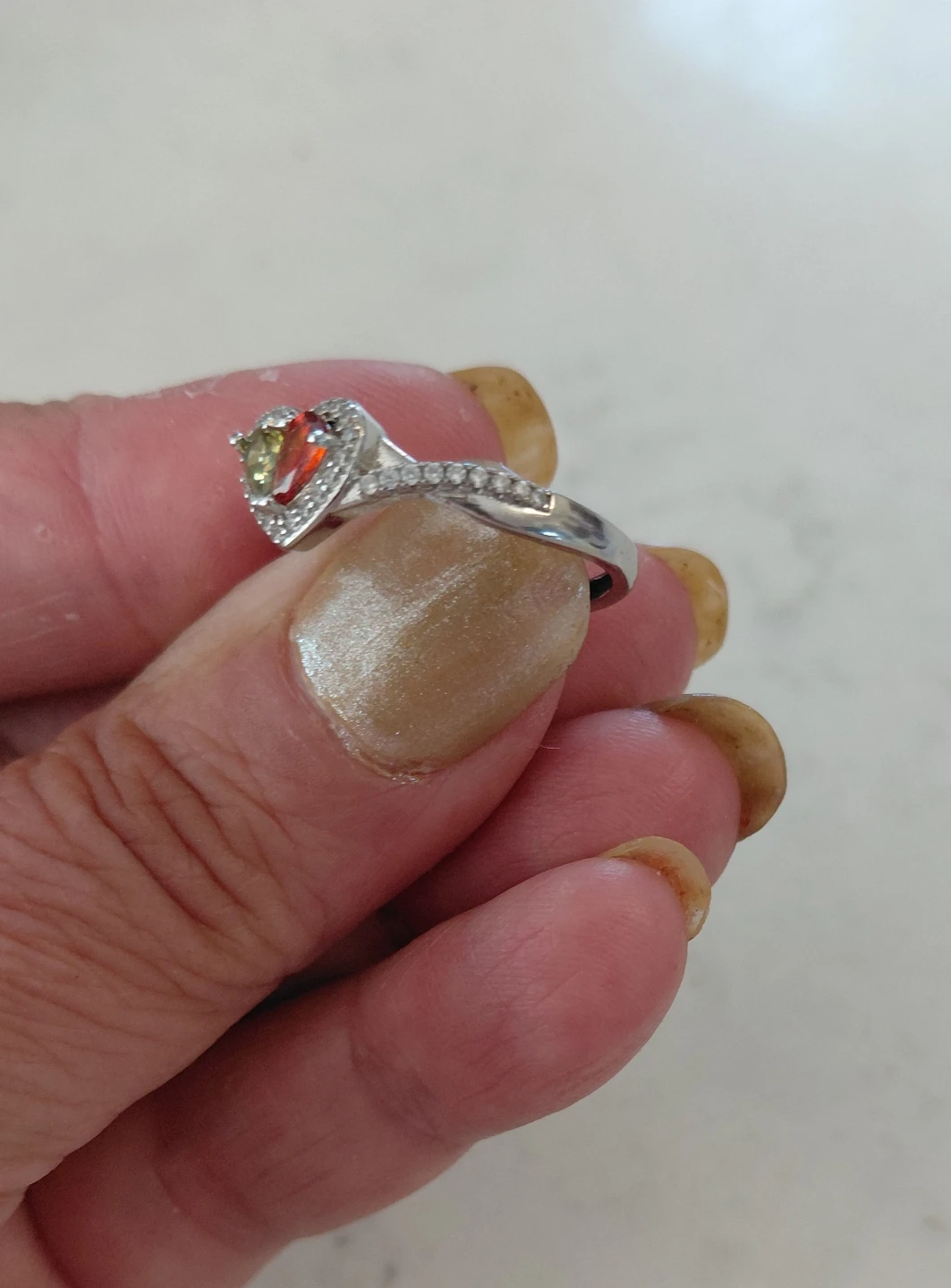 Heart-shaped Ring with Gemstones - photo 2