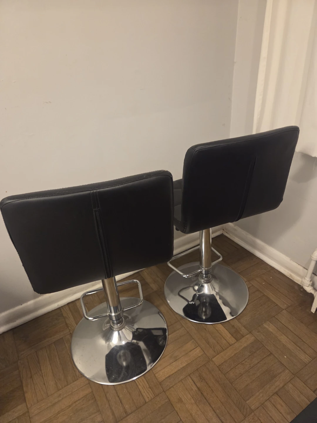 Set of 2 Black Faux Leather Bar Stools - photo 3