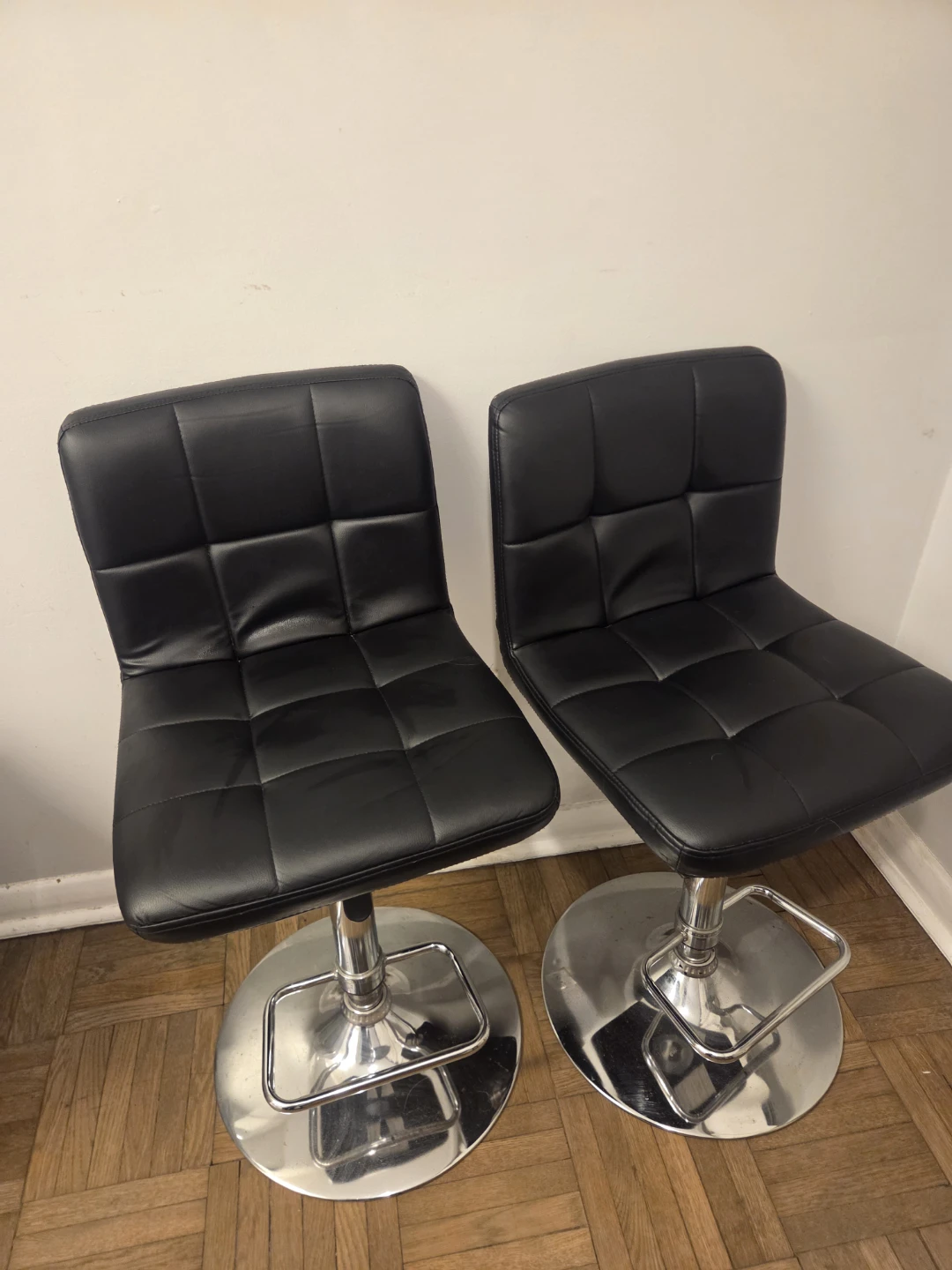 Set of 2 Black Faux Leather Bar Stools - photo 5