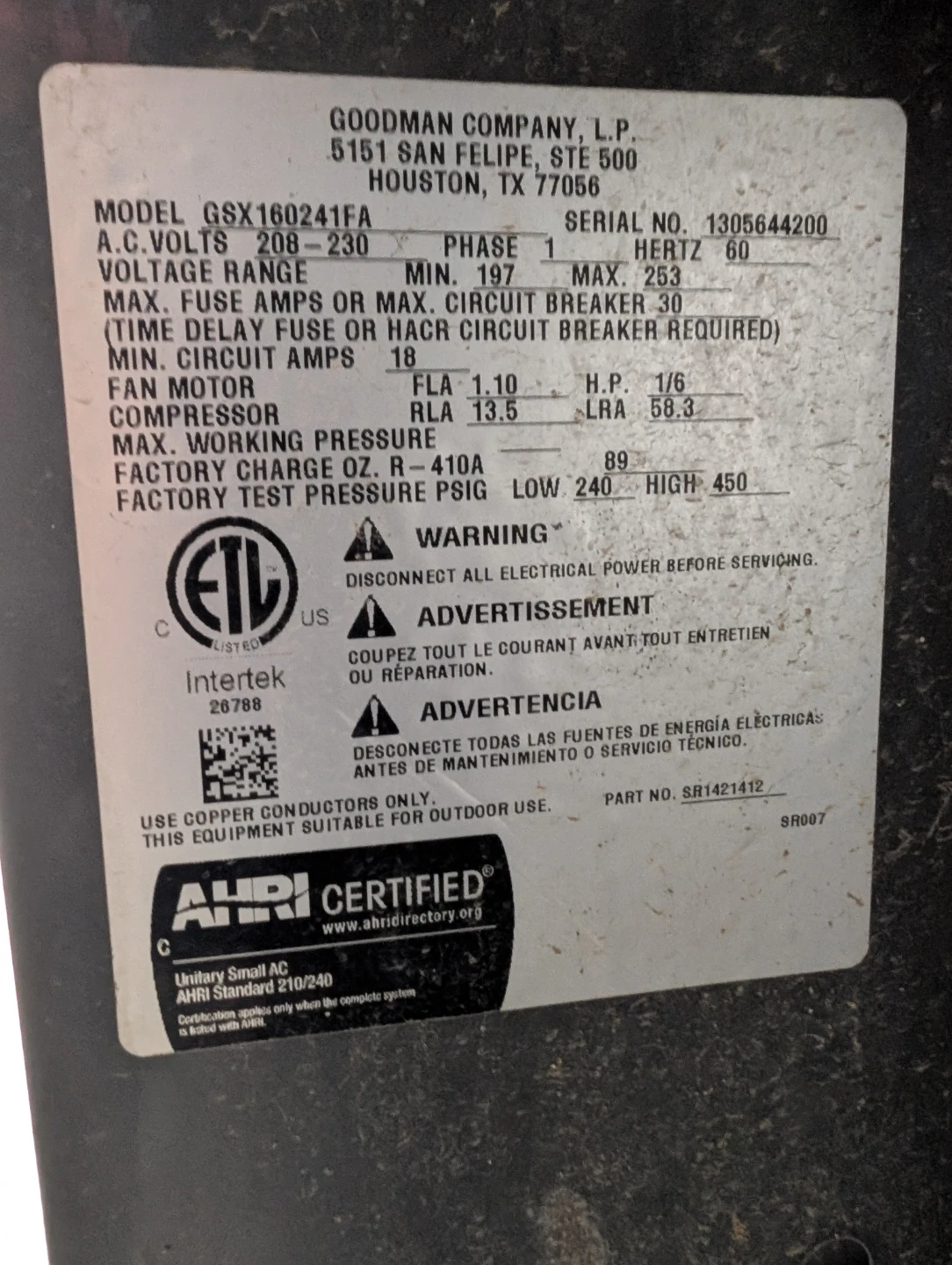 Amana (Goodman)GSX160241FA AC Unit - photo 3