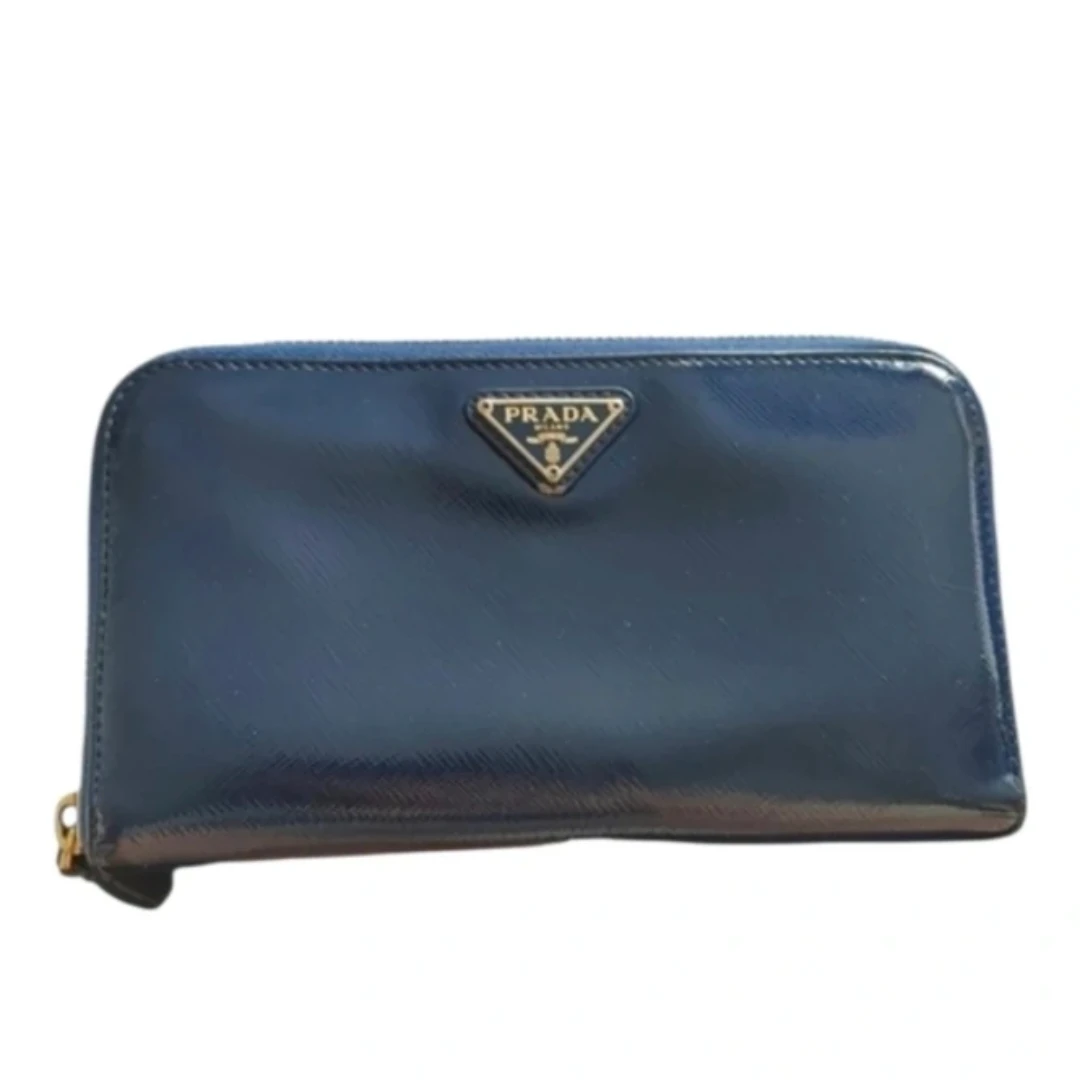 Prada Milano Navy Blue Leather Long Wallet