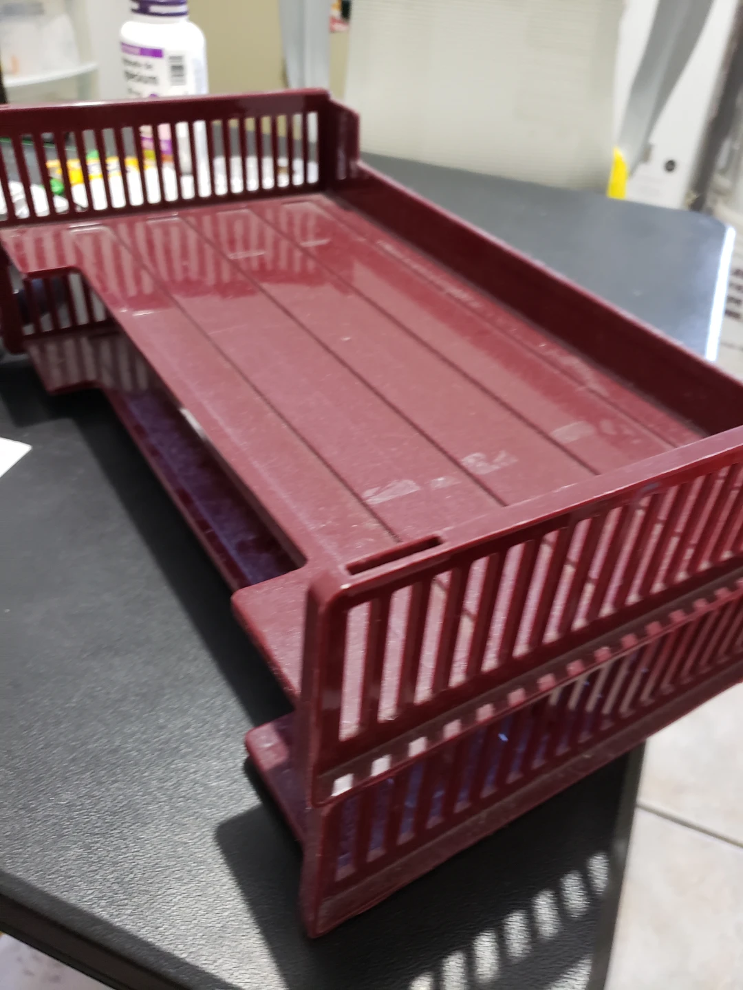 Maroon Plastic Letter Tray