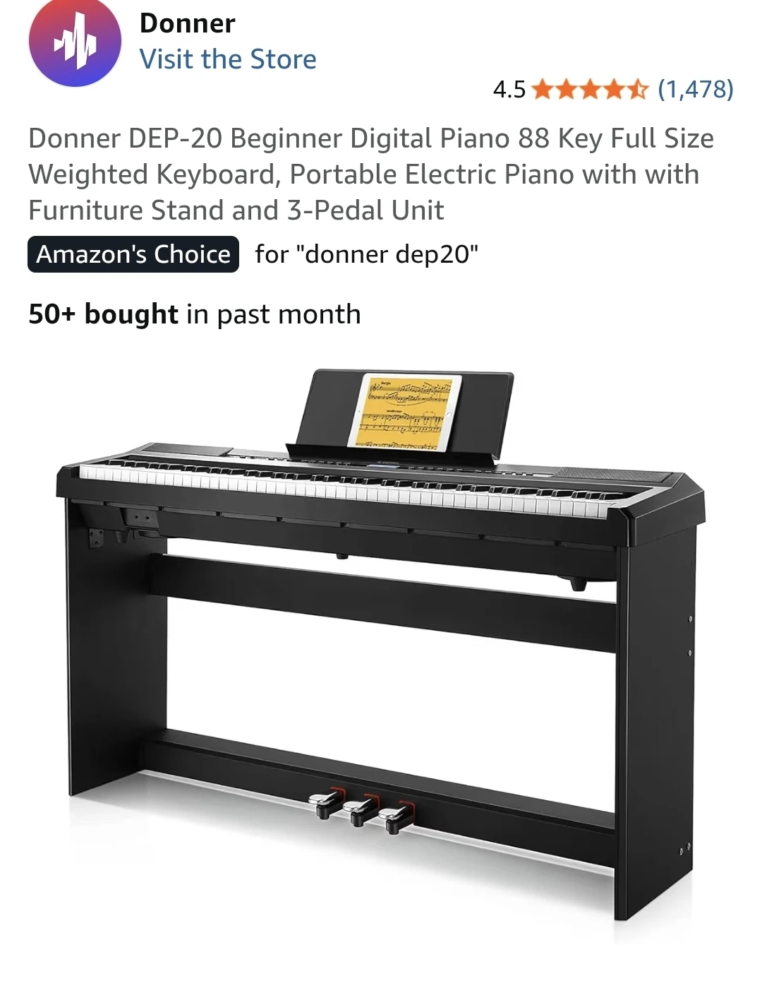 Donner DEP-20 Beginner Digital Piano 88 Key - photo 4
