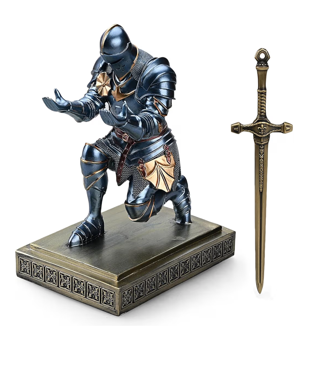 Decorative  Medieval knight figurine phone holder & pen holder - photo 3