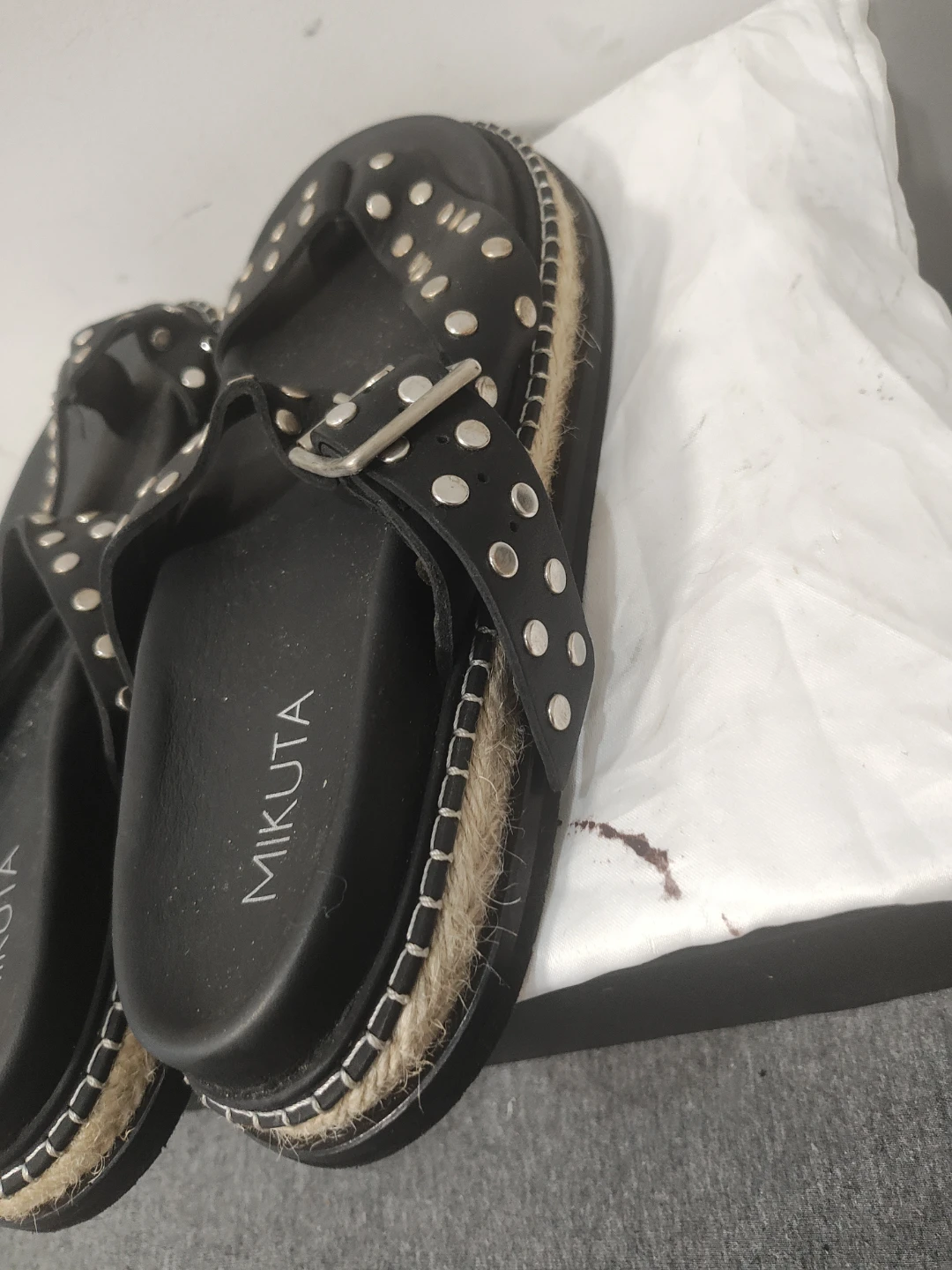 Mikuta Black Studded Sandals Size 39