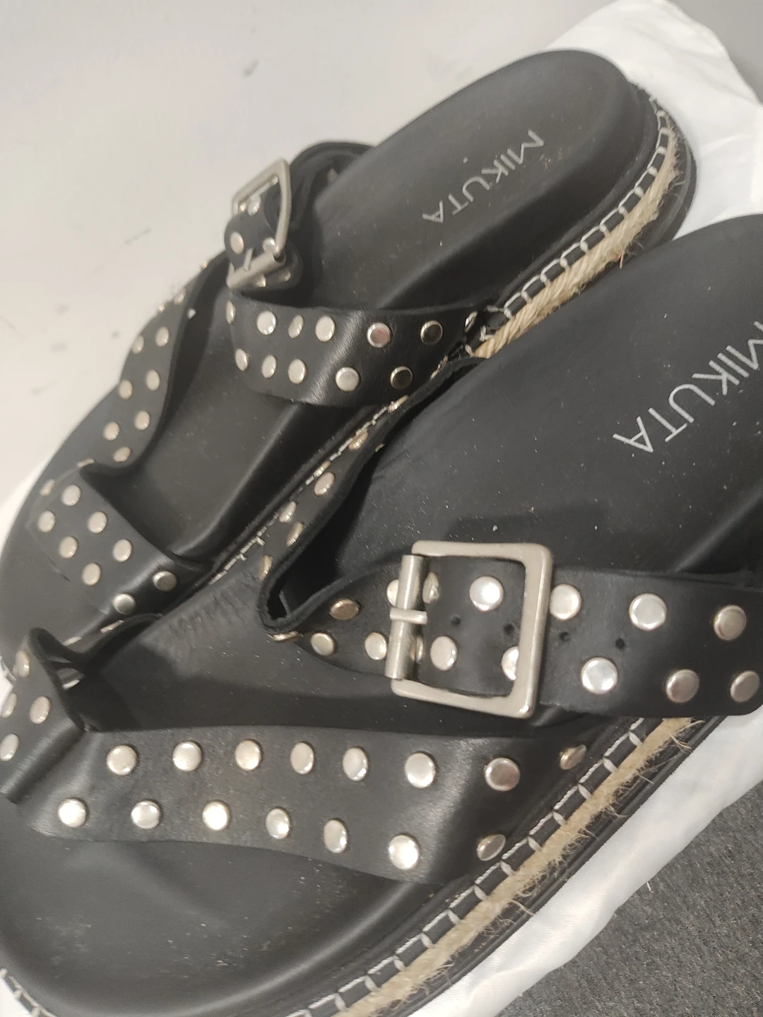 Mikuta Black Studded Sandals Size 39 - photo 2
