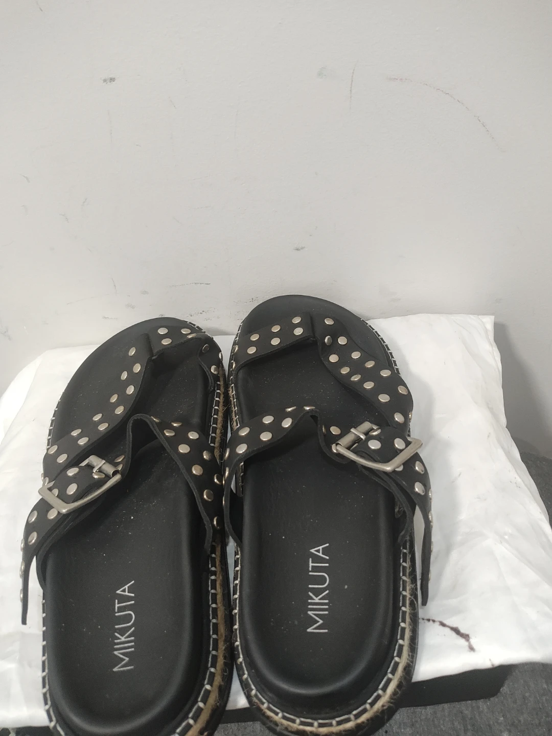 Mikuta Black Studded Sandals Size 39 - photo 3
