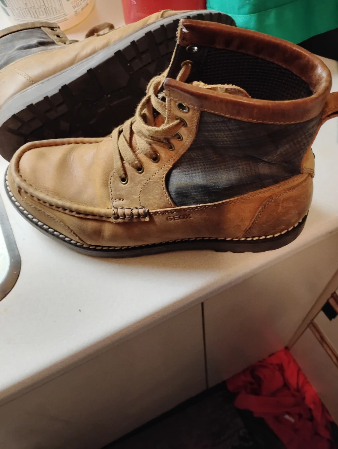 Men's Brown Leather Lace-Up Boots GEOX. Size US 8 - photo 2
