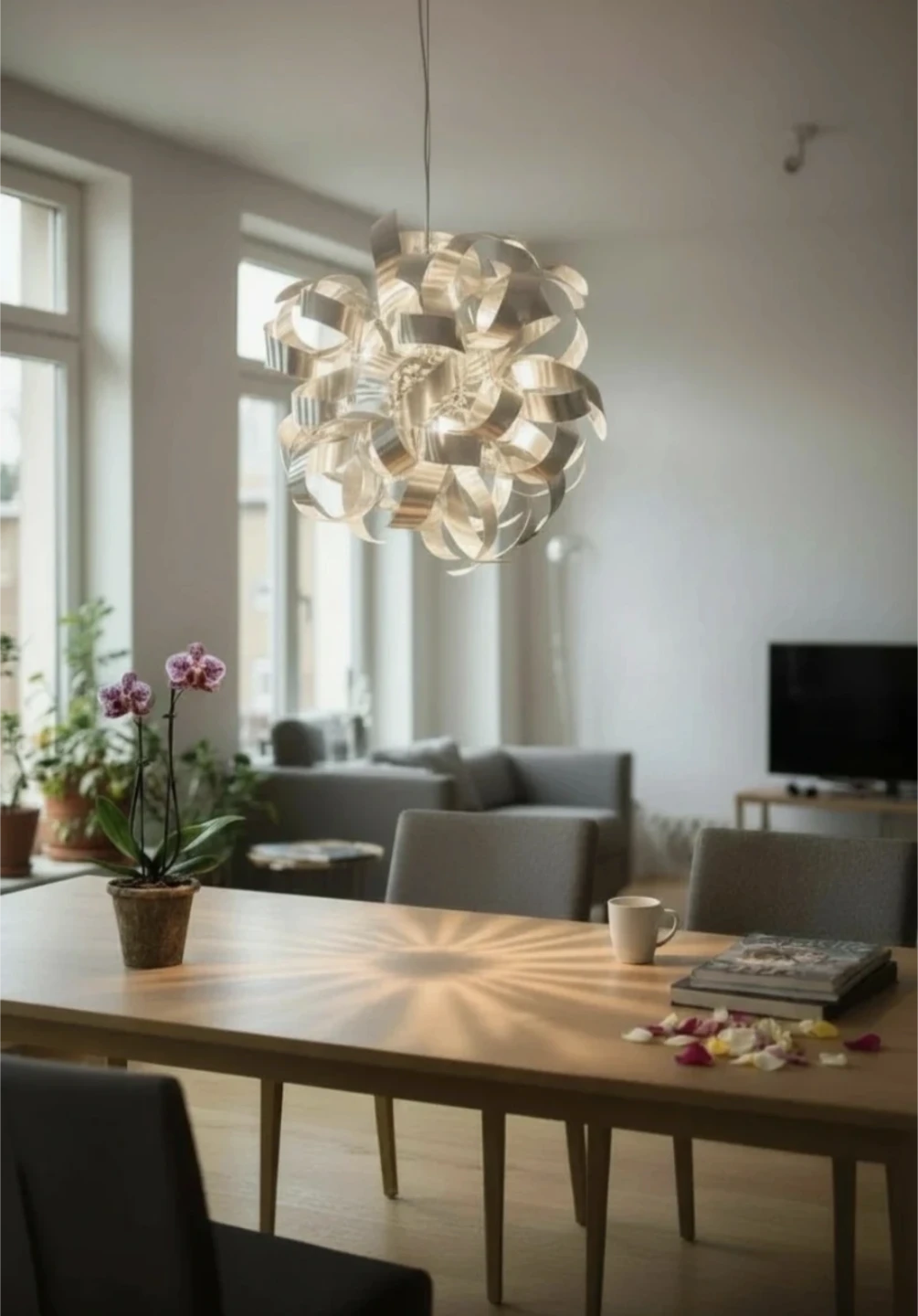 Modern Brushed Aluminum Pendant Light | Contemporary Chandelier