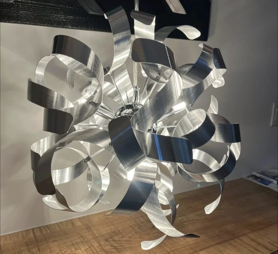 Modern Brushed Aluminum Pendant Light | Contemporary Chandelier - photo 5