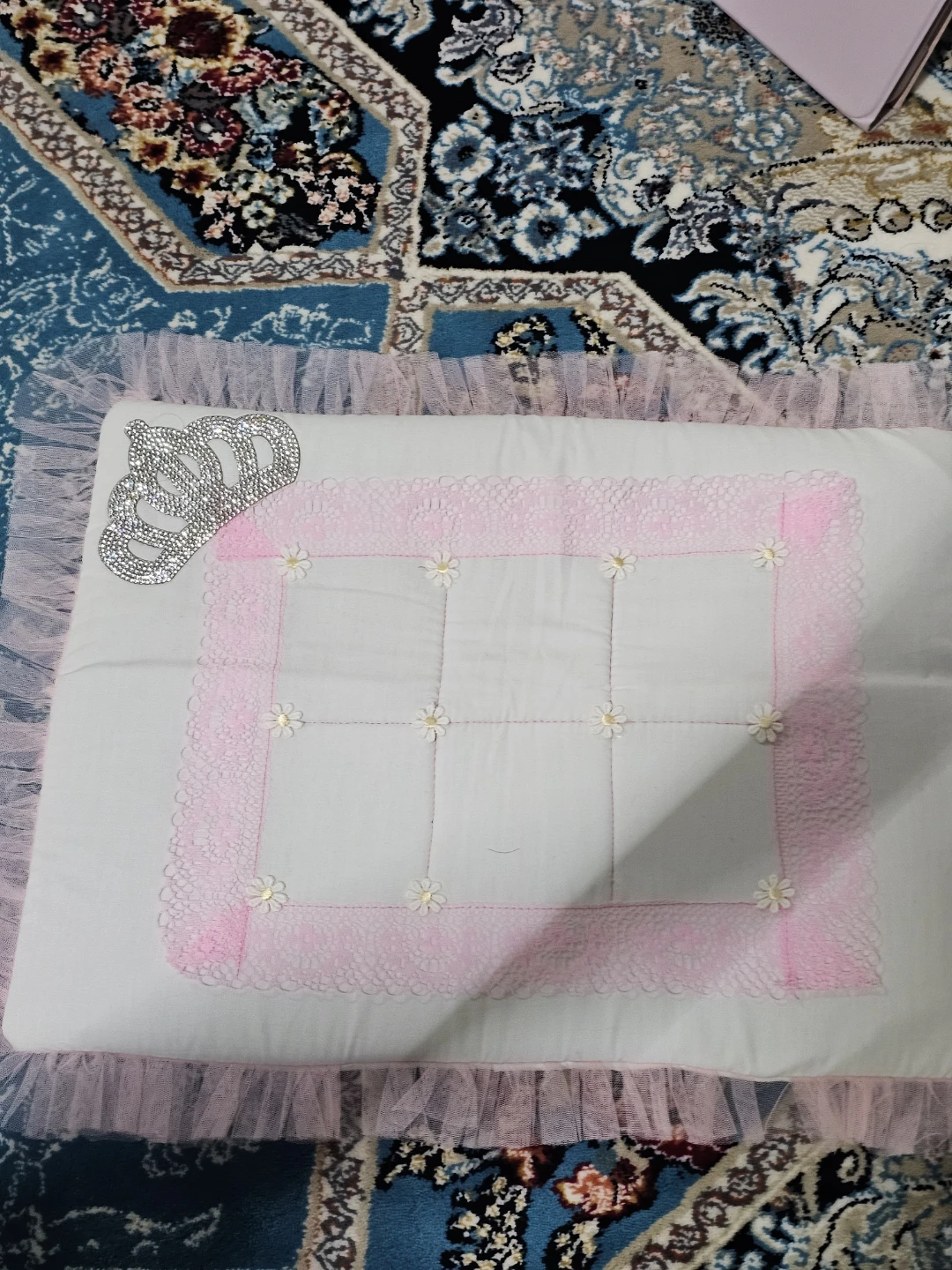 Baby Receiving Blanket with Crown Detail - photo 3