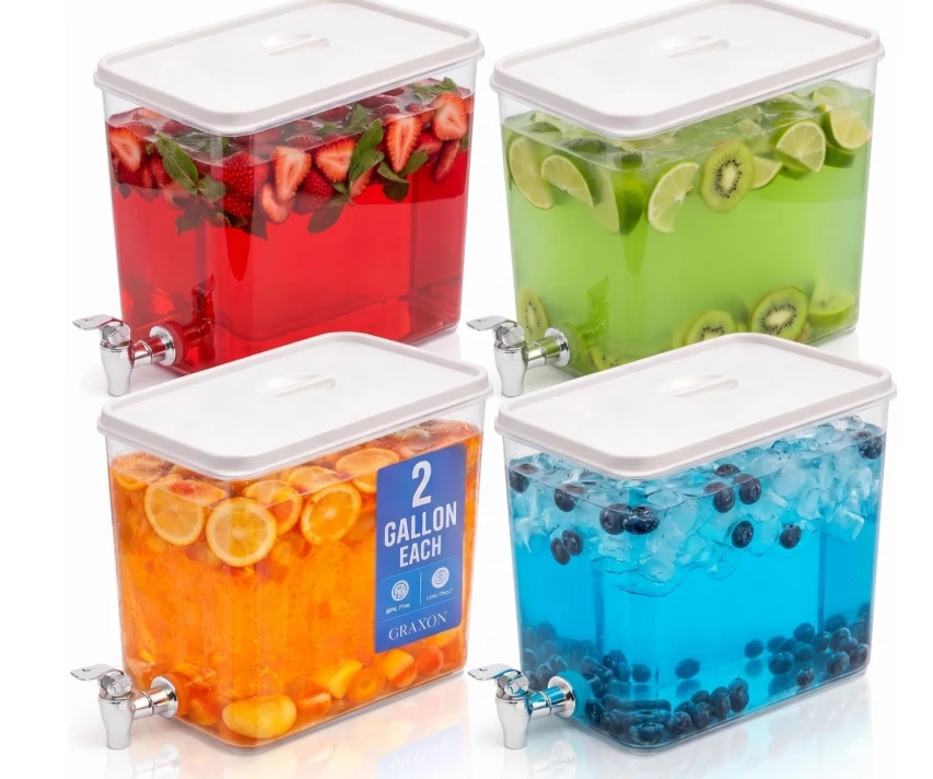 2 Gallon Beverage Dispensers (4 Pack)