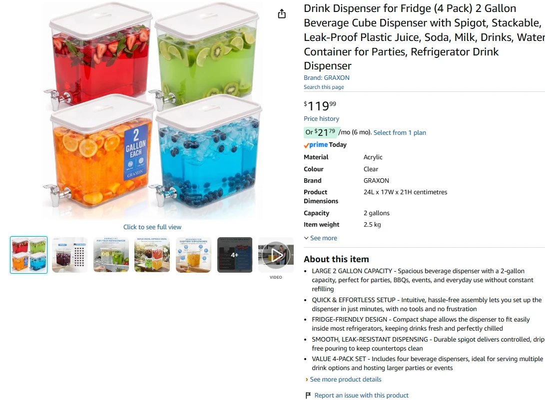 2 Gallon Beverage Dispensers (4 Pack) - photo 2