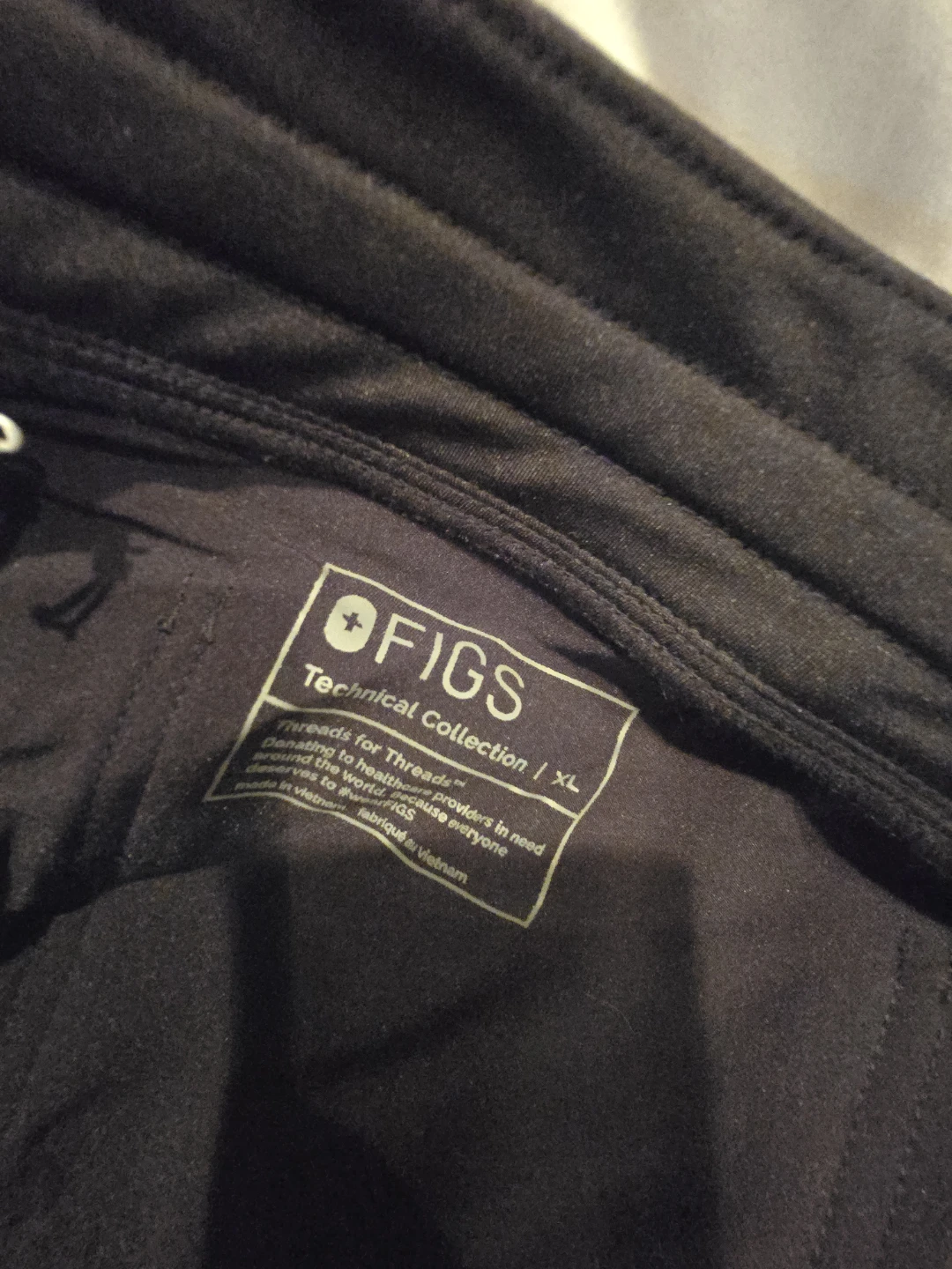 FIGS Technical Collection XL Black Scrub Pants