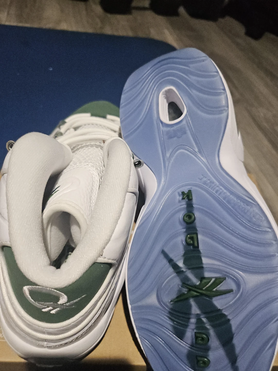 Reebok Question Mid White/Green Basketball Shoes - photo 4