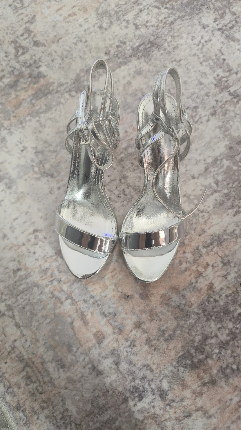 Silver Strappy Heels