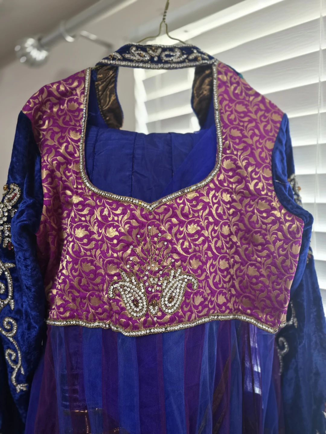 Women's Blue and Purple Embellished Anarkali Dress - photo 2