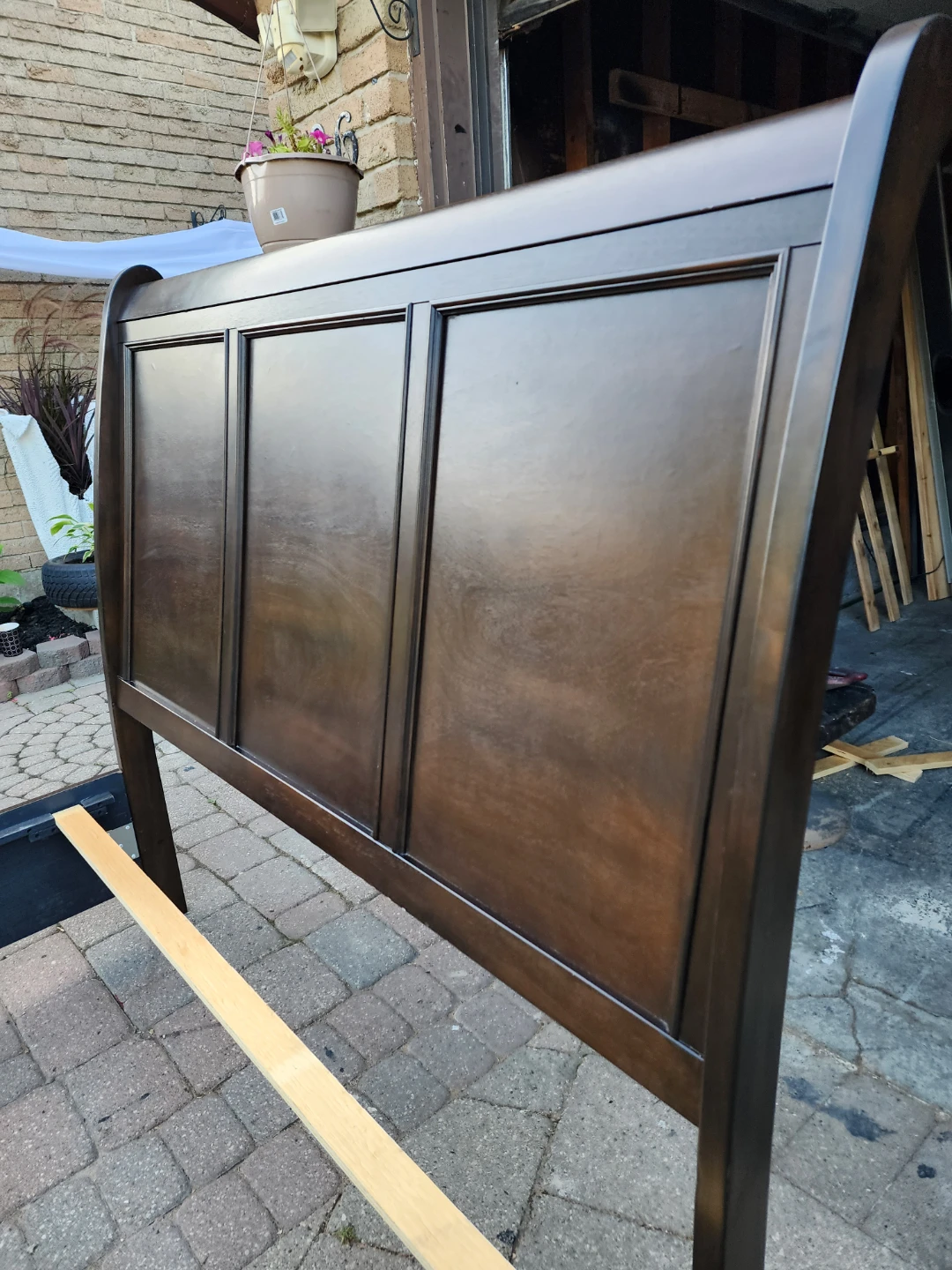 Dark Brown Sleigh Bed Frame with Drawers - photo 5