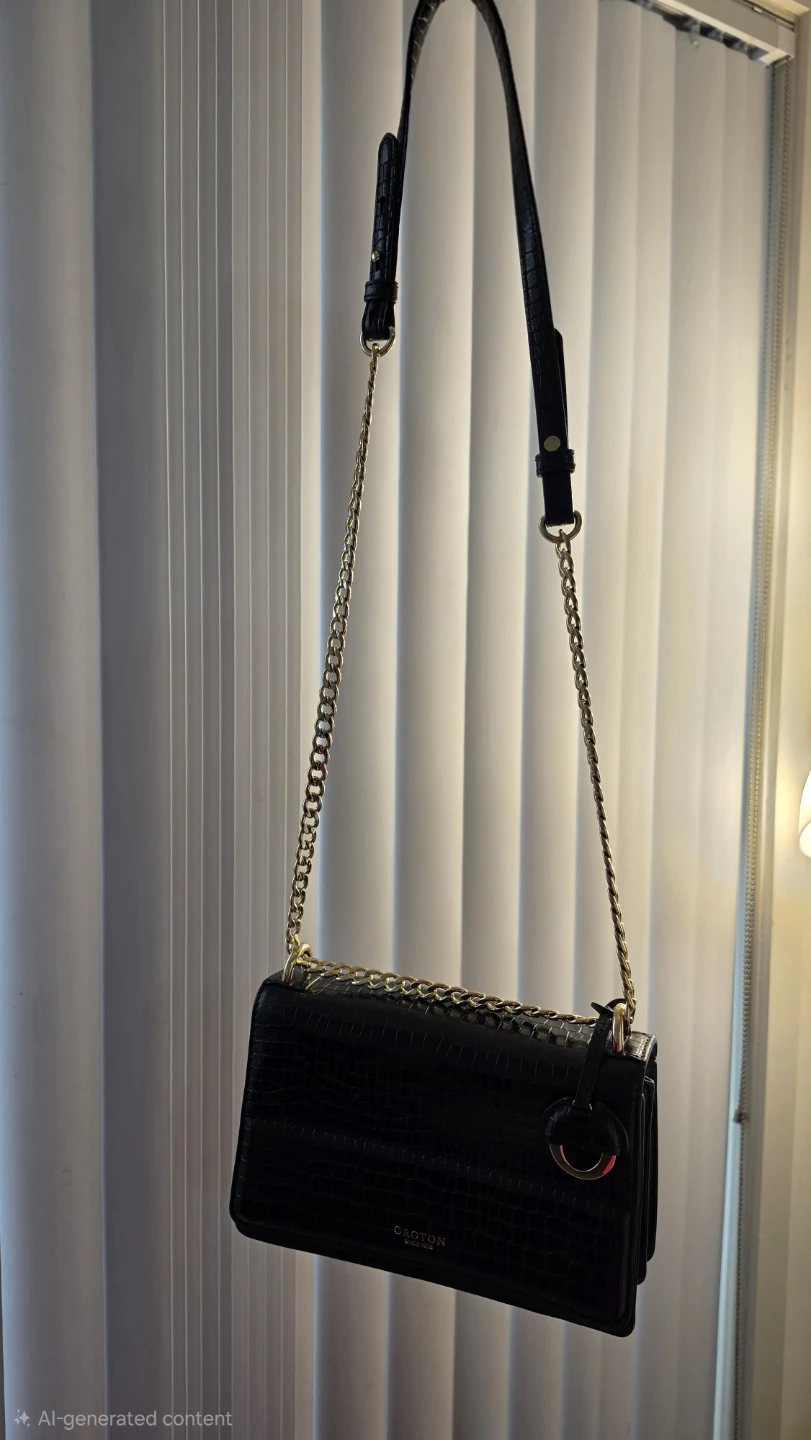 Oroton Black Croc Embossed Shoulder Bag - photo 3