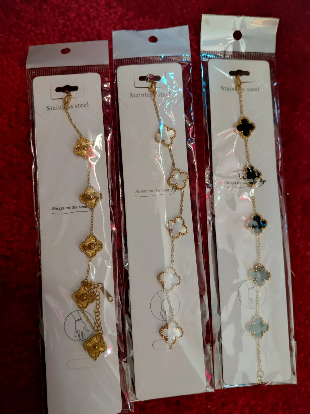 Stainless Steel Clover Bracelets - Set of 3 - photo 4