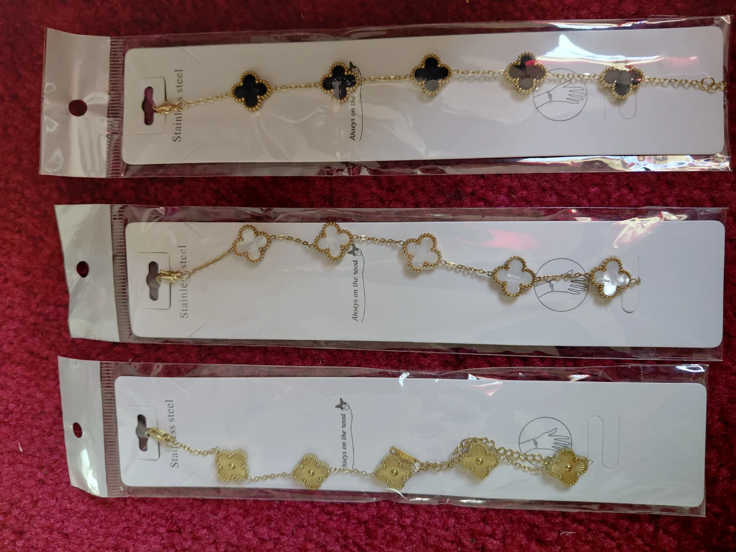 Stainless Steel Clover Bracelets - Set of 3 - photo 5