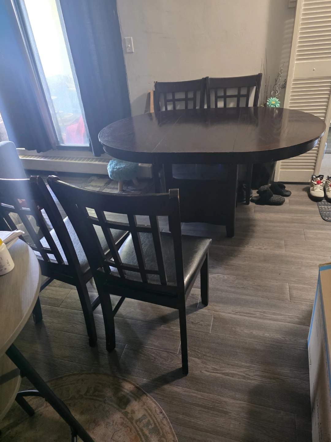 Dark Wood Dining Table with 4 Chairs - photo 3