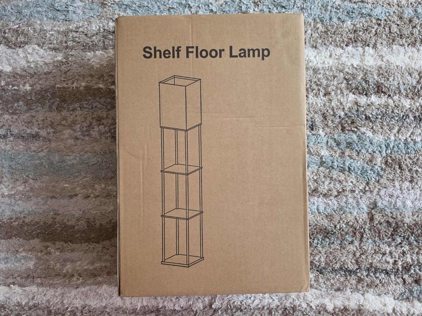 Floor Lamp with Shelves for Living Room Brown