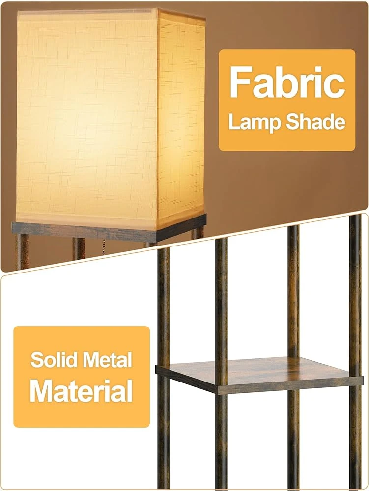 Floor Lamp with Shelves for Living Room Brown - photo 3