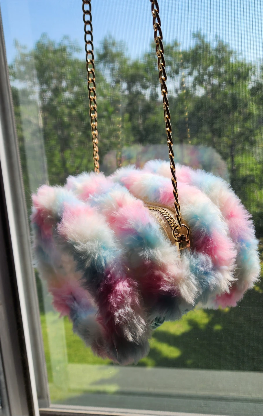 Fuzzy, Beautiful crochet handmade Cotton Candy Chain Bag