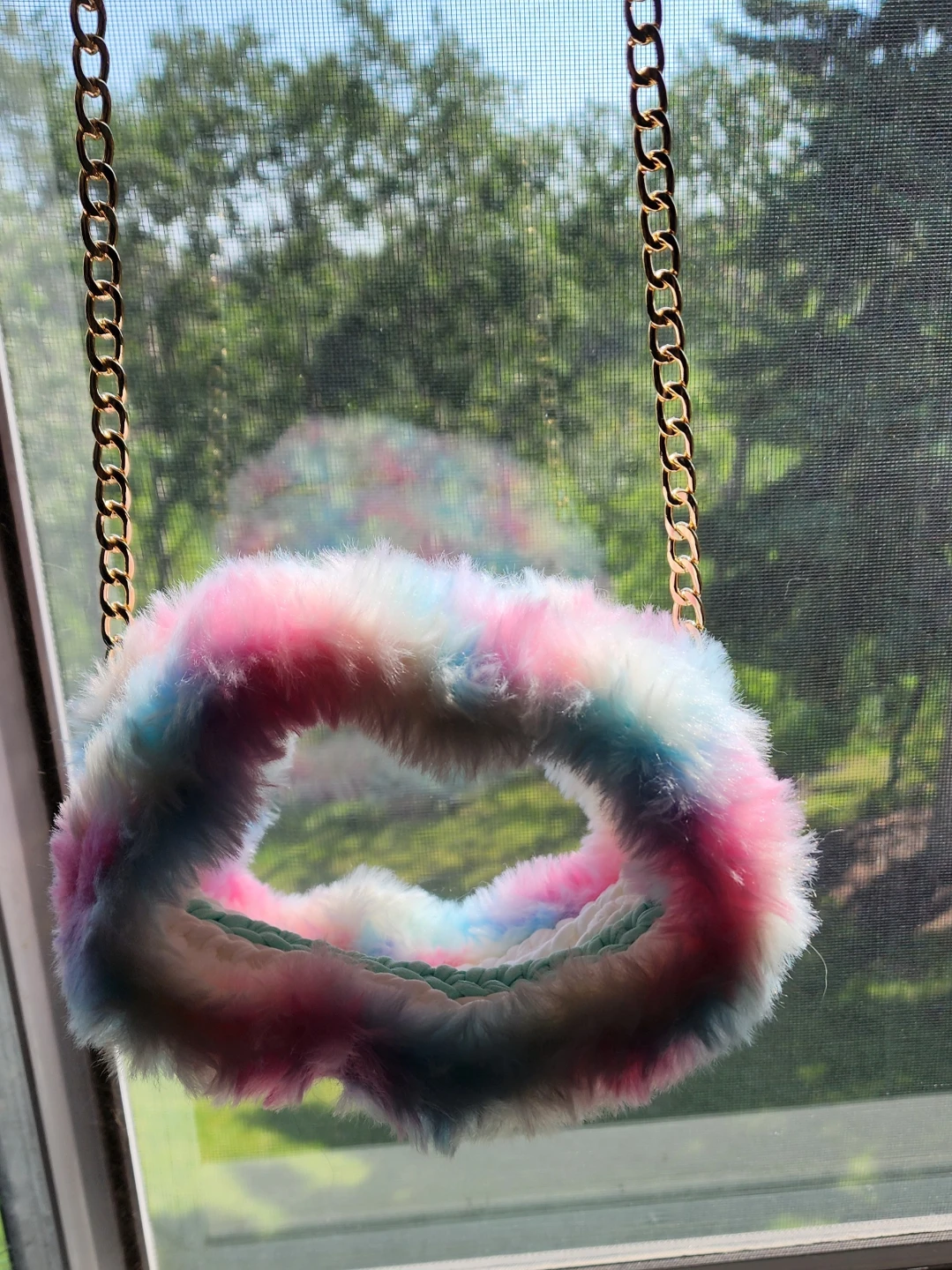 Fuzzy, Beautiful crochet handmade Cotton Candy Chain Bag - photo 2
