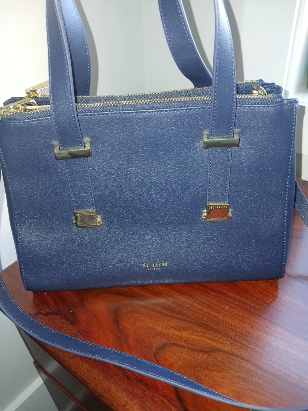 Ted Baker London Navy Leather Satchel Bag