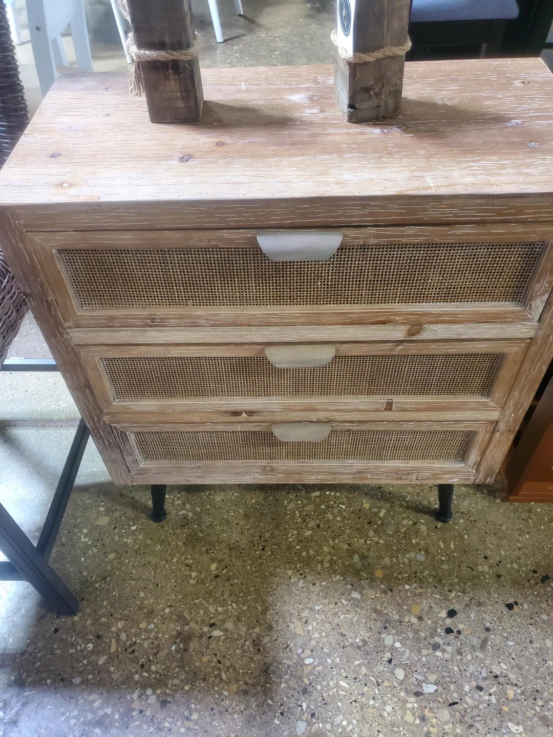 3-Drawer Rattan Accent Cabinet