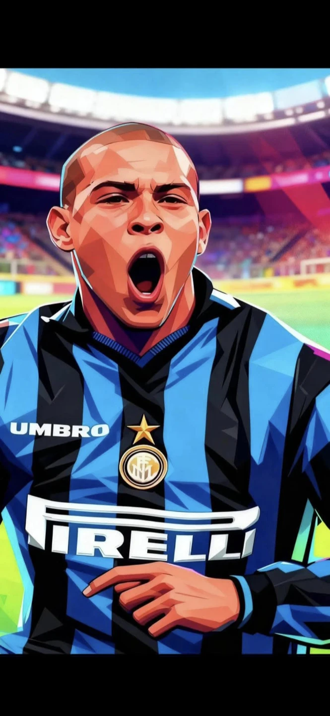 ⚽️ 1996-97 Inter Milan #10 Ronaldo Long sleeveLarge - photo 5