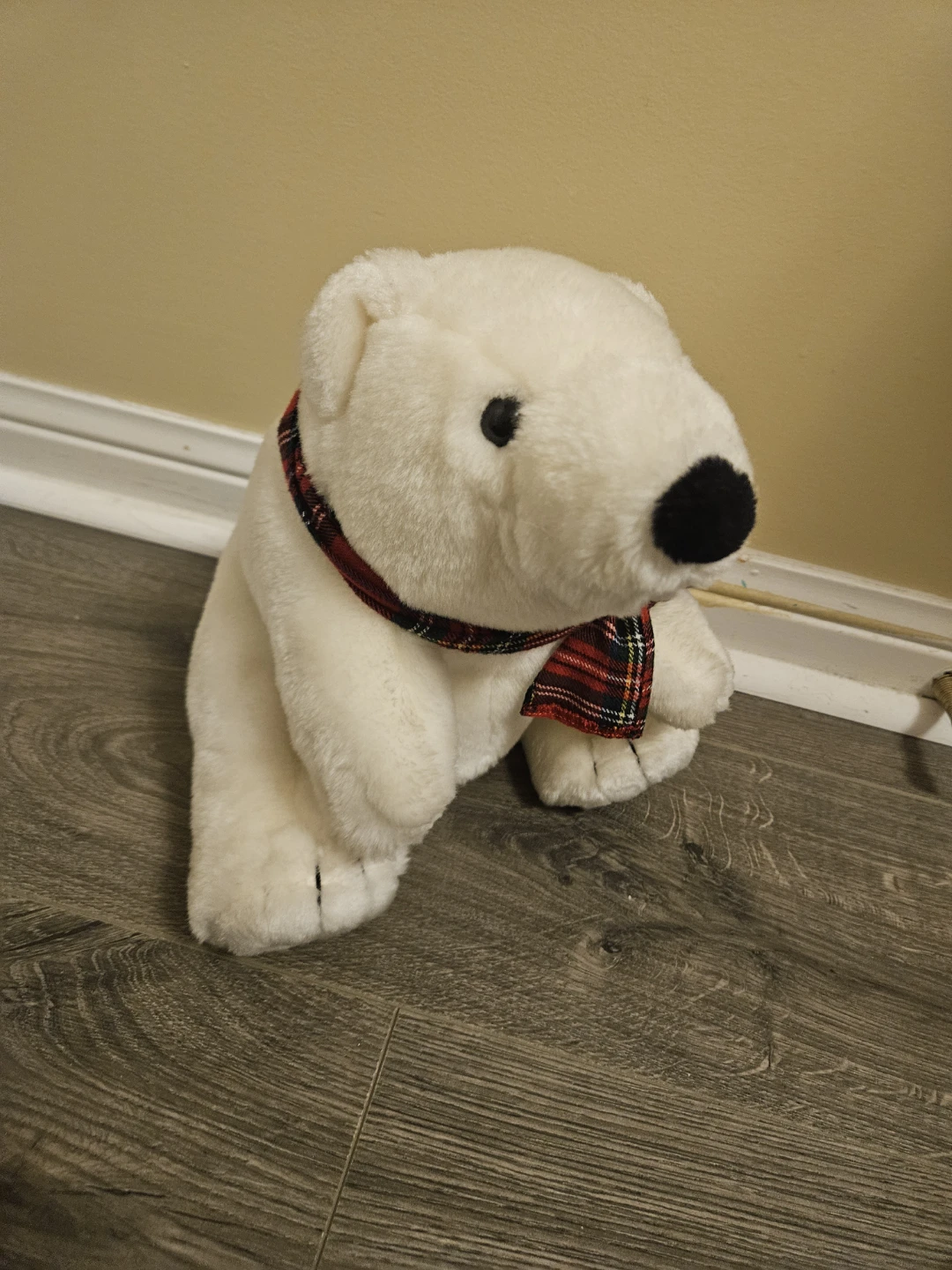 Plush Polar Bear with Plaid Scarf - photo 2