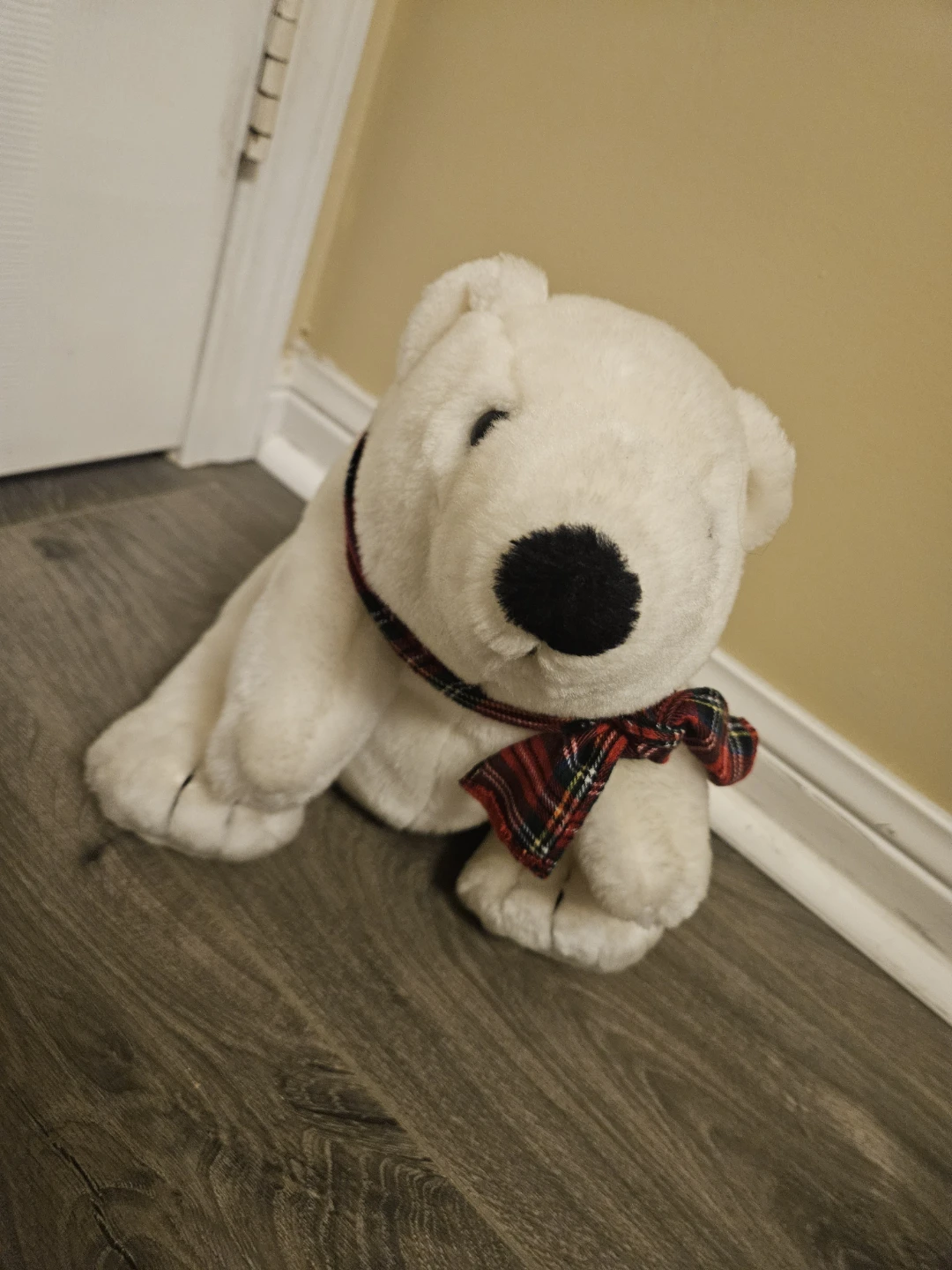 Plush Polar Bear with Plaid Scarf - photo 3