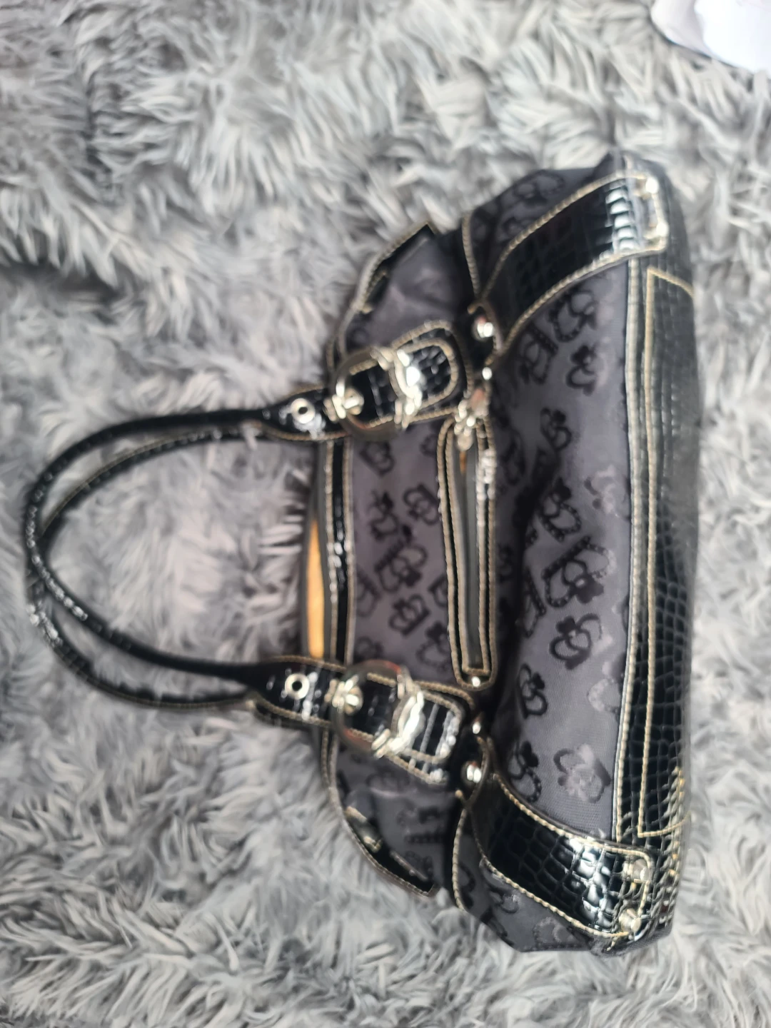 Black patterned handbag