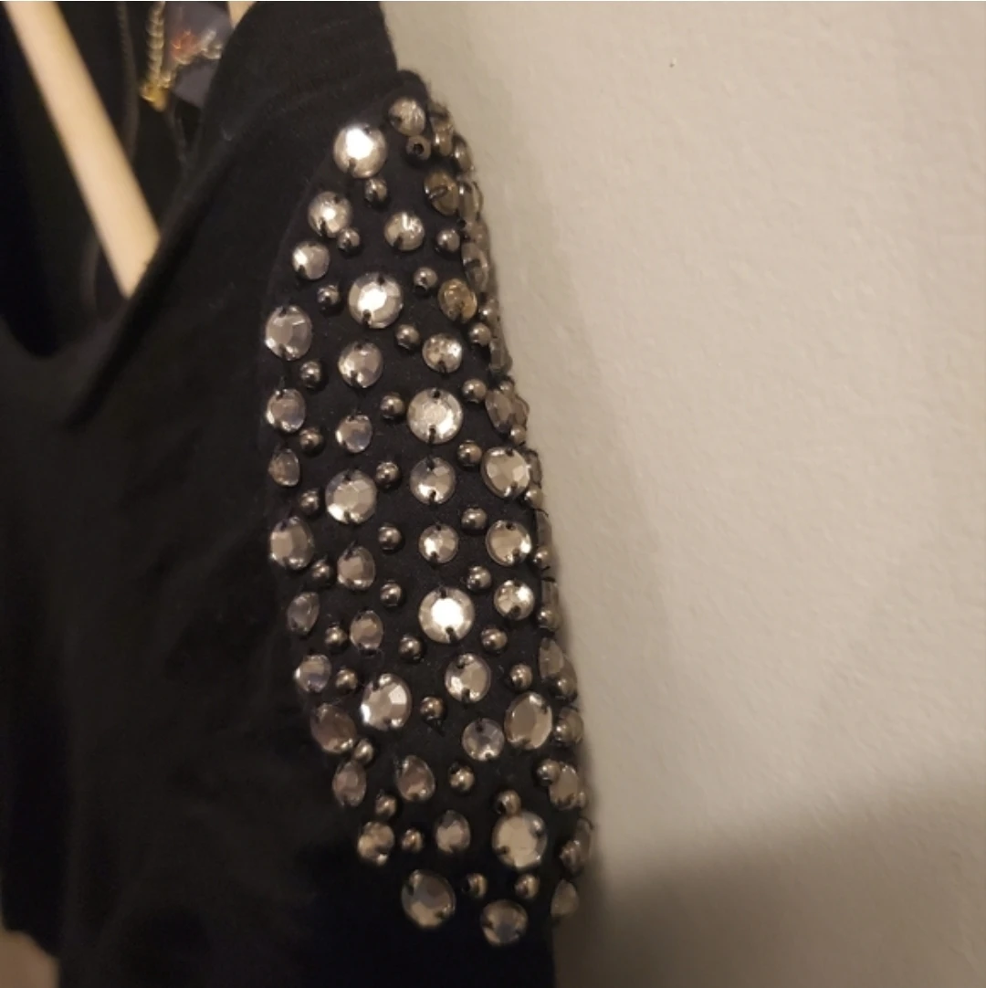 Black Embellished Shoulder T-Shirt - photo 3