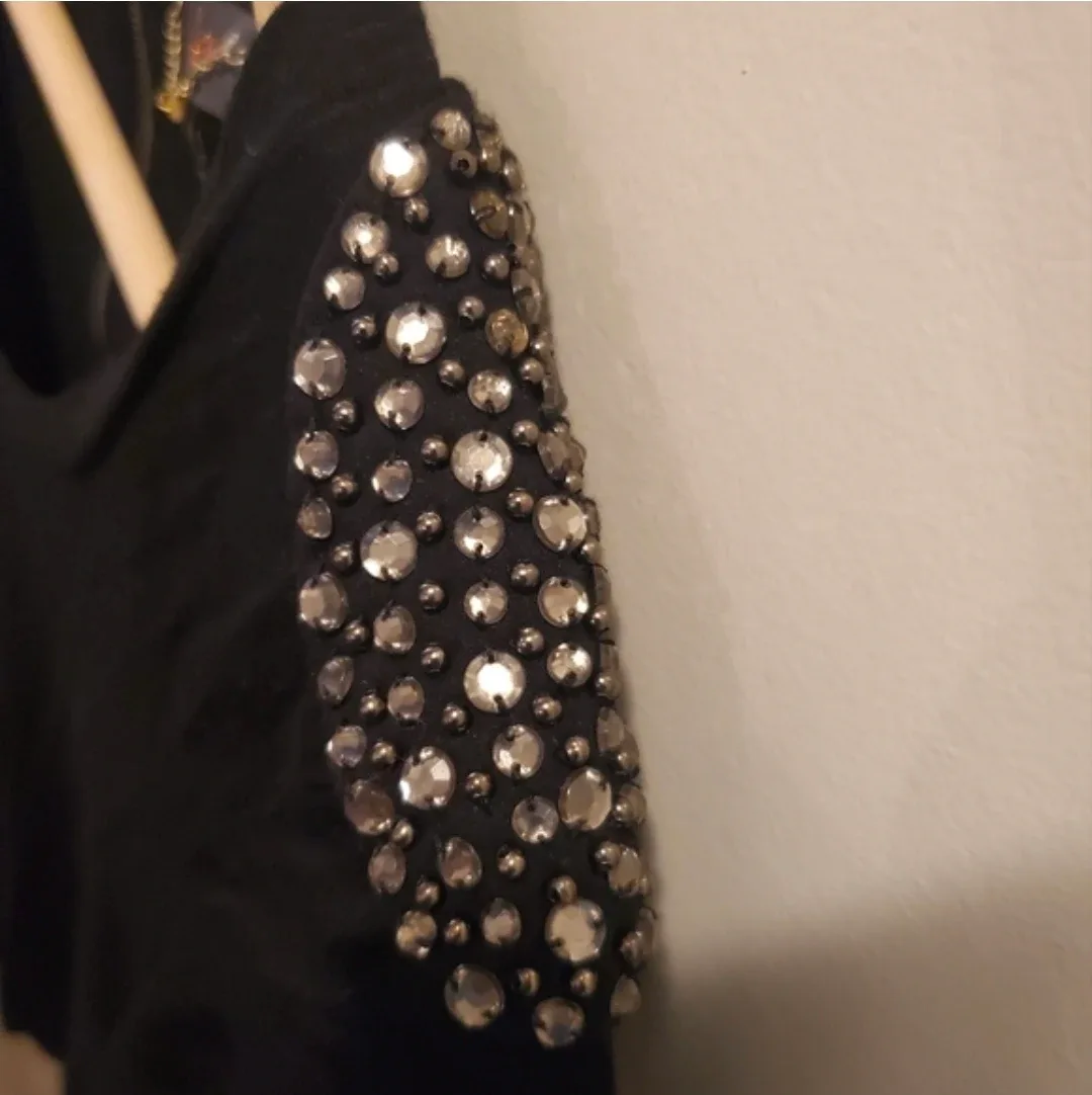 Black Embellished Shoulder T-Shirt - photo 3