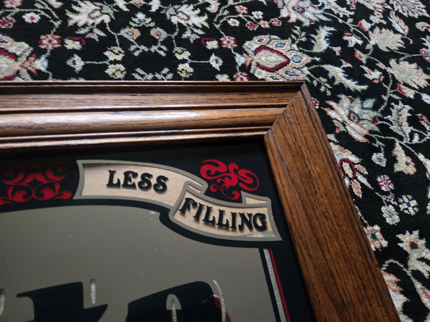 Vintage Lite Beer Mirror Sign with Solid Oak Frame - photo 3