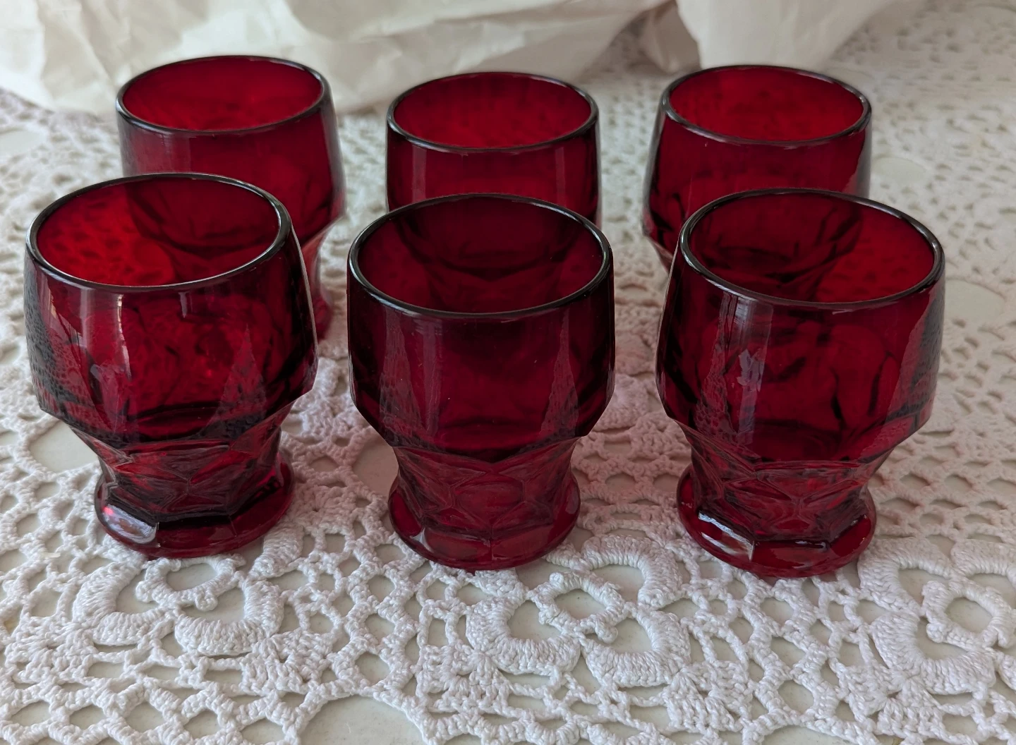 6 vintage Ruby red glass drinking glasses - photo 2