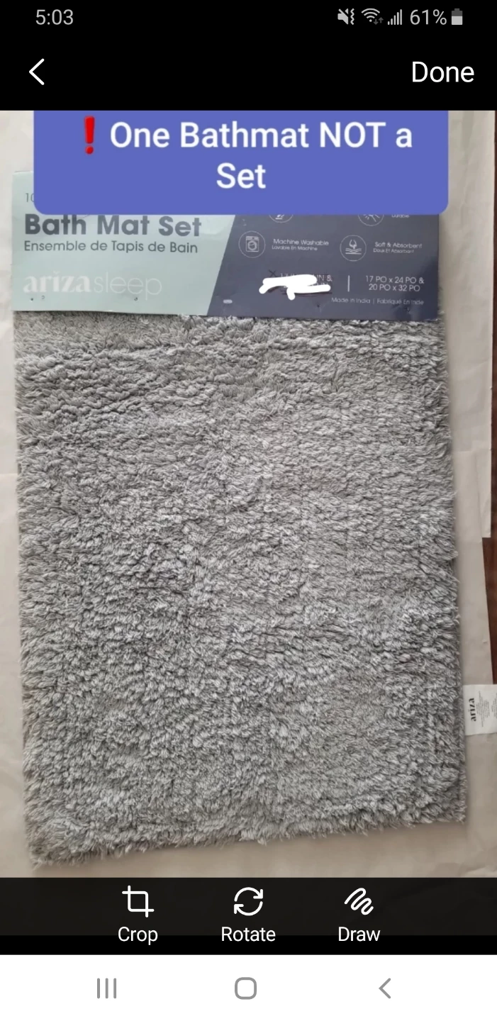 Ariza Sleep bath mat. One Piece Size 17x24