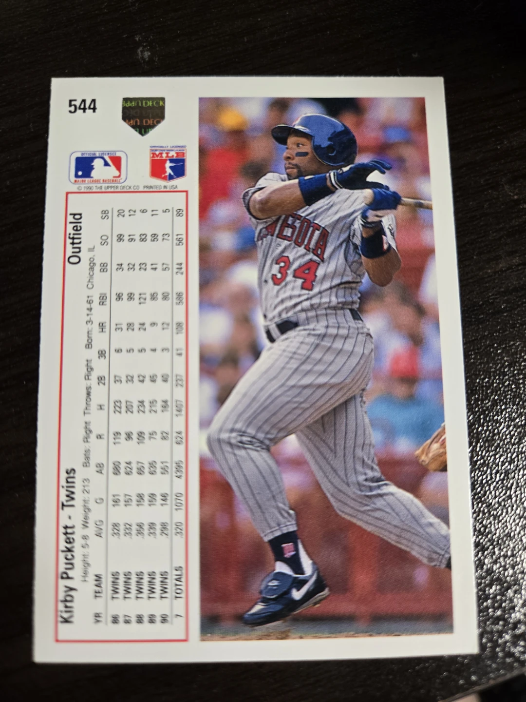 Kirby Puckett 1991 Upper Deck Baseball Card - photo 2