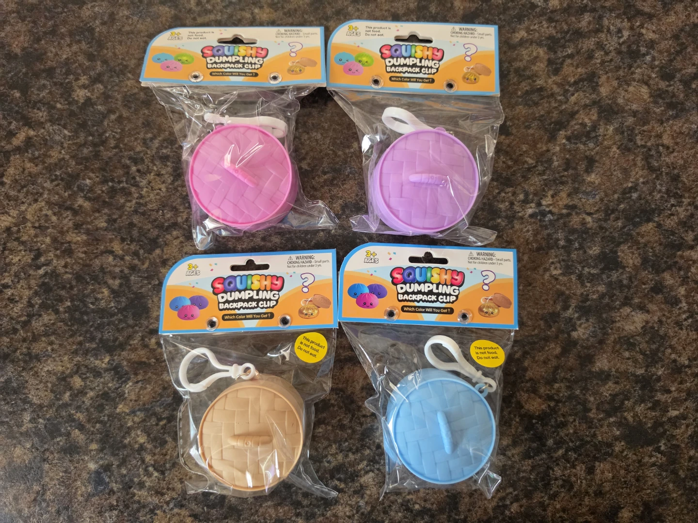 4 × Squishy Dumpling Backpack Clip
