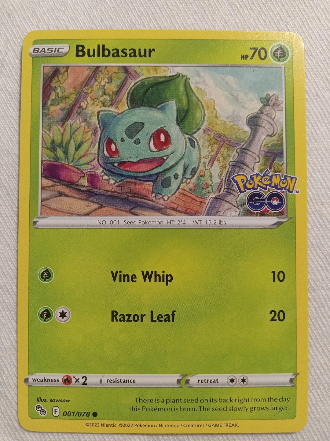 Pokemon GO "Bulbasaur" Trading Card Near Mint