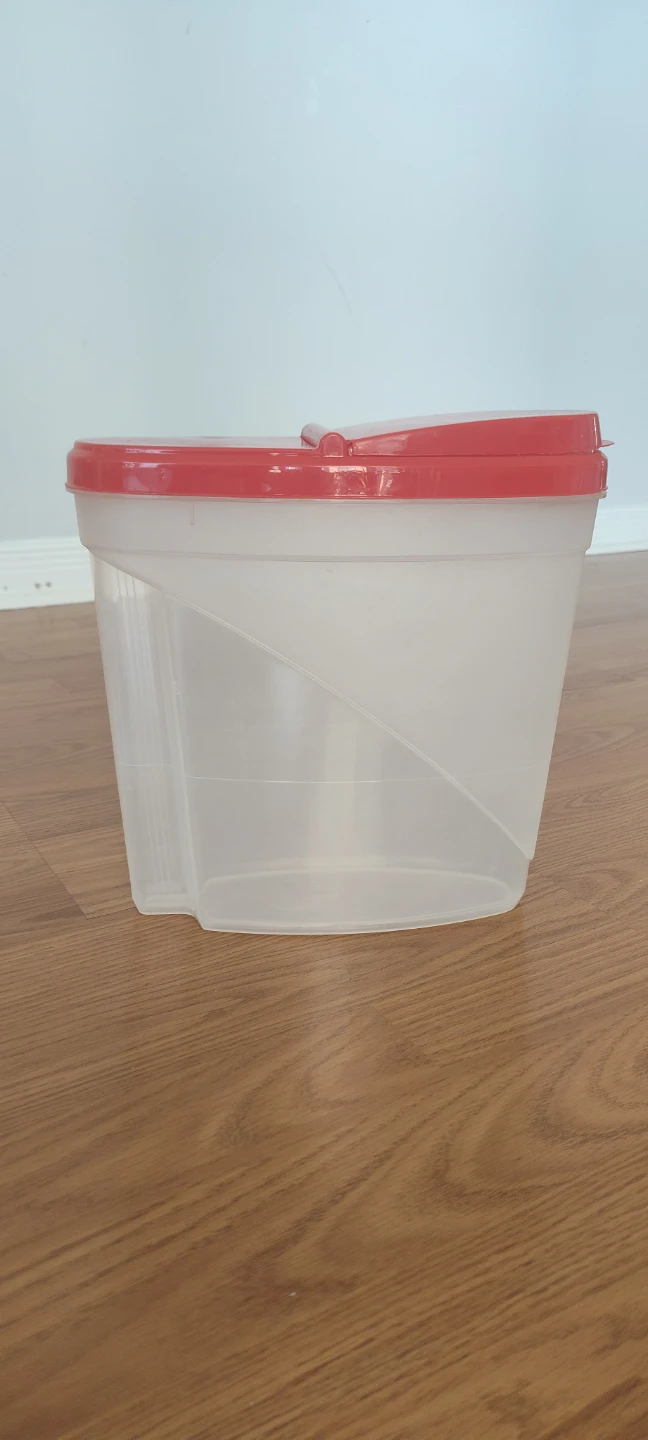 Plastic Storage Container with Red Lid