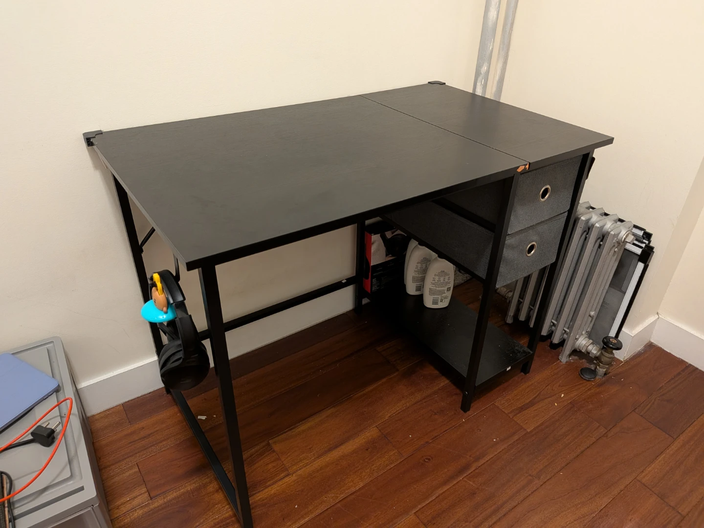 Black Desk/ Table with Storage Drawers