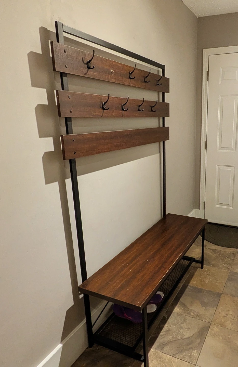 Entryway Bench with Hooks - photo 2